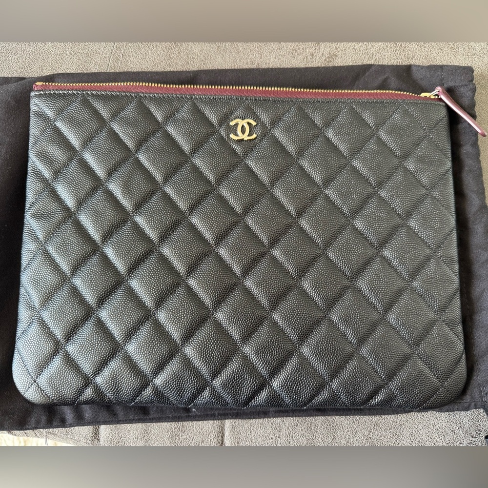 Chanel Classic O Case Pouch in Black Caviar